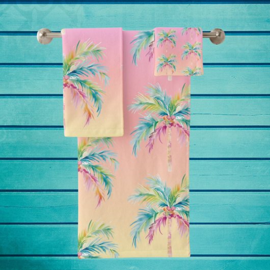 Tropical Sunset Palm Tree  Badhandtuch Set
