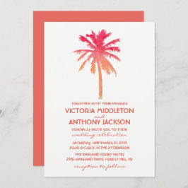 Tropical Sunset Palm Tree Beach Hochzeit Einladung