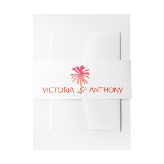 Tropical Sunset Palm Tree Beach Hochzeit Einladungsbanderole (Vorderseite Beispiel)