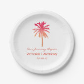 Tropical Sunset Palm Tree Beach Hochzeit Pappteller (Vorderseite)