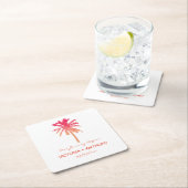Tropical Sunset Palm Tree Beach Hochzeit Rechteckiger Pappuntersetzer (Vor Ort)