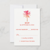 Tropical Sunset Palm Tree Beach Hochzeit RSVP Karte (Vorderseite)
