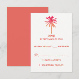 Tropical Sunset Palm Tree Beach Hochzeit RSVP Karte