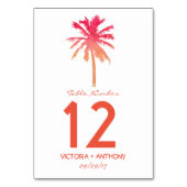 Tropical Sunset Palm Tree Beach Hochzeitsnummer Tischnummer (Vorderseite)