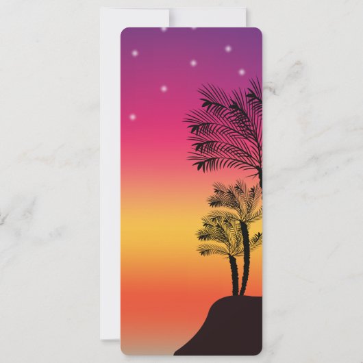 Tropical Sunset Palm Tree Beach MENU Wedding Card Einladung (Rückseite)