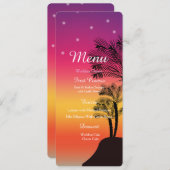 Tropical Sunset Palm Tree Beach MENU Wedding Card Einladung (Vorne/Hinten)