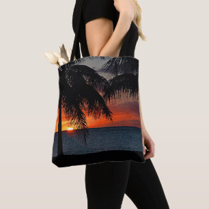 Tropical Sunset Palm Tree Beach Tasche