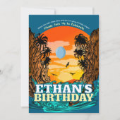 Tropical Sunset Palm Tree Geburtstag Einladung (Vorderseite)