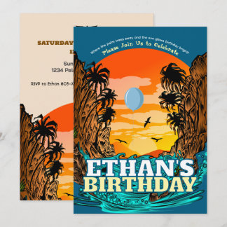 Tropical Sunset Palm Tree Geburtstag Einladung
