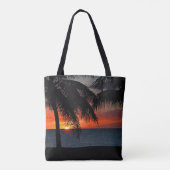 Tropical Sunset Palm Trees Beach Karibik Tasche (Rückseite)