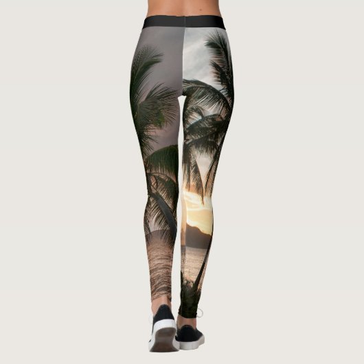 Tropical Sunset Palm Trees Caribbean USVI Leggings (Rückseite)