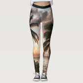 Tropical Sunset Palm Trees Caribbean USVI Leggings (Vorderseite)