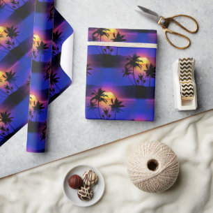 Tropical Sunset Palm Trees Geschenkpapier