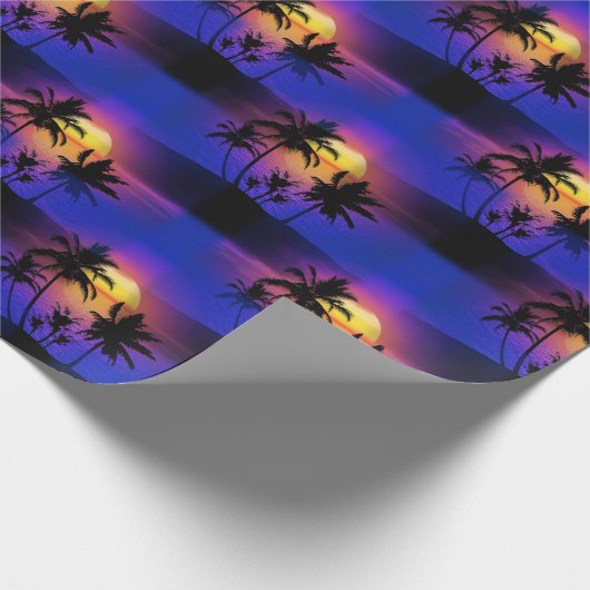 Tropical Sunset Palm Trees Geschenkpapier (Ecke)