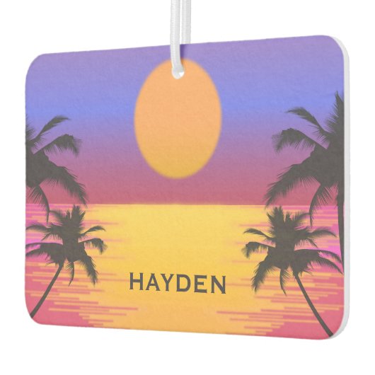 Tropical Sunset Palm Trees Graphic Personalisiert Autolufterfrischer (Links)