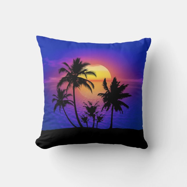 Tropical Sunset Palm Trees Kissen (Vorderseite)