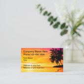 Tropical Sunset Palm Trees Landschaftlich Visitenkarte (Stehend Vorderseite)