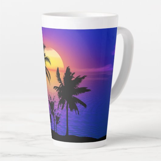 Tropical Sunset Palm Trees Milchtasse (Rechte Ecke)