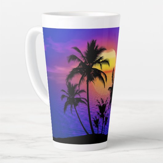 Tropical Sunset Palm Trees Milchtasse (Linke Ecke)