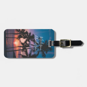 Tropical Sunset Palm Trees Personalisiert Gepäckanhänger