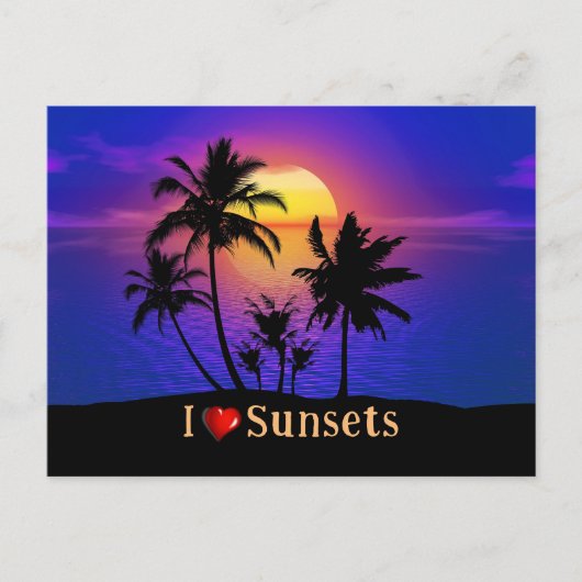 Tropical Sunset Palm Trees Postkarte (Vorderseite)