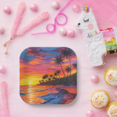 Tropical Sunset Paper Plates Pappteller (Party)