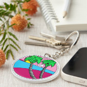 Tropical Sunset Paradise Acrylic Keychain Schlüsselanhänger (Vorderseite rechts)