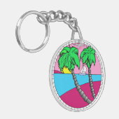 Tropical Sunset Paradise Acrylic Keychain Schlüsselanhänger (Vorderseite links)