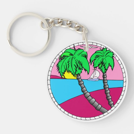 Tropical Sunset Paradise Acrylic Keychain Schlüsselanhänger (Vorderseite)