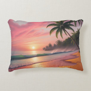 Tropical Sunset Paradise Beach Szene Dekokissen