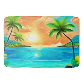 Tropical Sunset Paradise Beach View Badematte (Vorderseite)