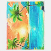 Tropical Sunset Paradise Beach View Fleecedecke (Vorderseite)