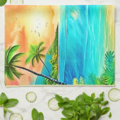 Tropical Sunset Paradise Beach View Geschirrtuch (Gefaltet)