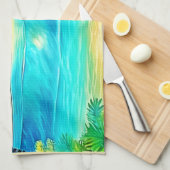Tropical Sunset Paradise Beach View Geschirrtuch (Viertel Falte)
