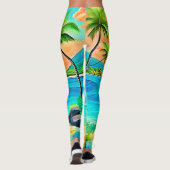 Tropical Sunset Paradise Beach View Leggings (Rückseite)