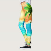 Tropical Sunset Paradise Beach View Leggings (Links)