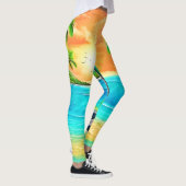 Tropical Sunset Paradise Beach View Leggings (Rechts)