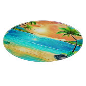 Tropical Sunset Paradise Beach View Schneidebrett (Ecke)