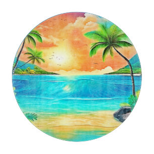 Tropical Sunset Paradise Beach View Schneidebrett