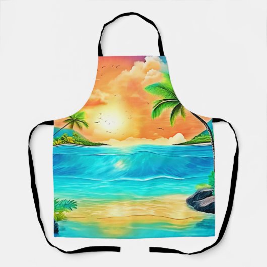 Tropical Sunset Paradise Beach View Schürze (Vorderseite)