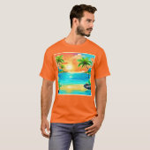 Tropical Sunset Paradise Beach View T-Shirt (Vorne ganz)