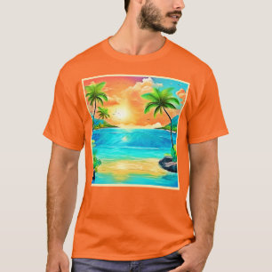 Tropical Sunset Paradise Beach View T-Shirt