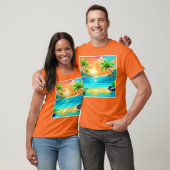 Tropical Sunset Paradise Beach View T-Shirt (Unisex)