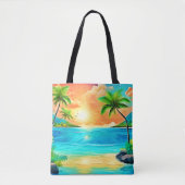 Tropical Sunset Paradise Beach View Tasche (Vorderseite)