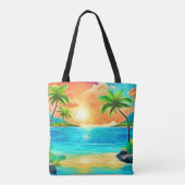 Tropical Sunset Paradise Beach View Tasche (Rückseite)