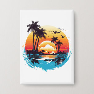 Tropical Sunset Paradise Button
