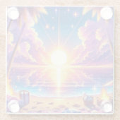 Tropical Sunset Paradise Malerei Glasuntersetzer (Rückseite)