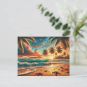 Tropical Sunset Paradise Malerei Postkarte (Stehend Vorderseite)