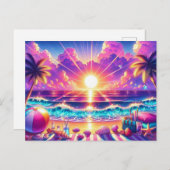 Tropical Sunset Paradise Malerei Postkarte (Vorne/Hinten)