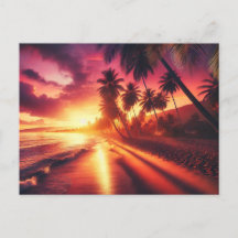 Tropical Sunset Paradise - Postkarte